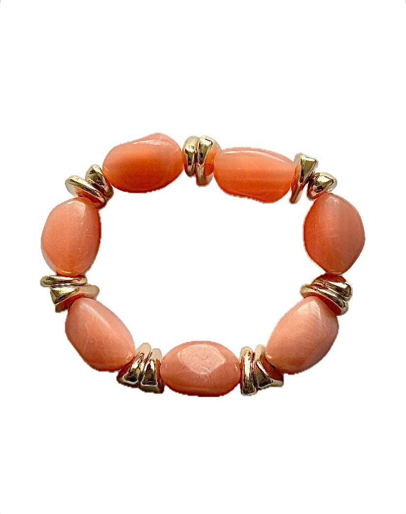 Coral Pink Stone Beaded Bracelet