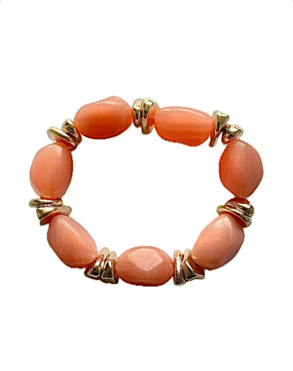 Coral Pink Stone Beaded Bracelet