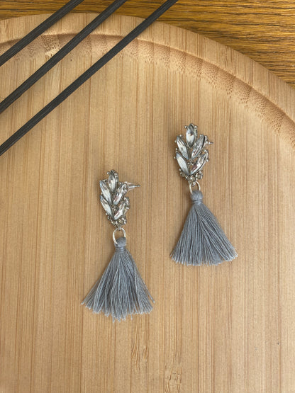 Smooth Grey Tassel Earrings - High Maintenance Jewellery