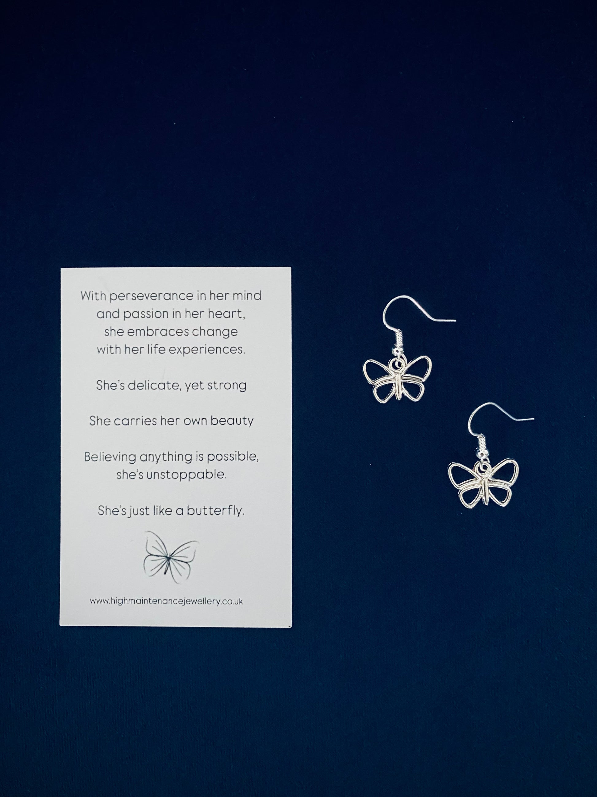 ‘She’s like a Butterfly’ - Sterling Silver Earrings - High Maintenance Jewellery