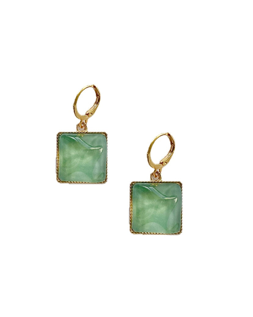 Green & Gold Huggie Hoop Earrings