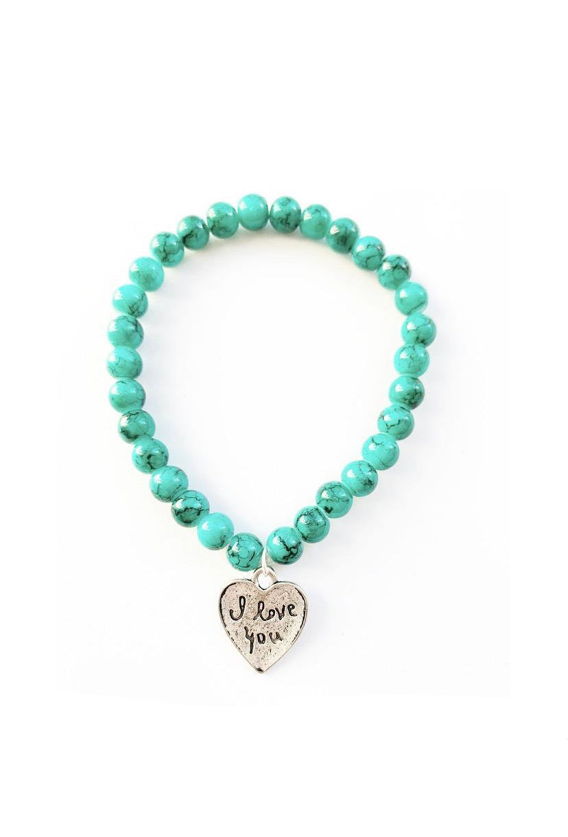 Green Marble-Style ‘I Love You’ Bracelet - High Maintenance Jewellery