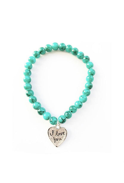 Green Marble-Style ‘I Love You’ Bracelet - High Maintenance Jewellery