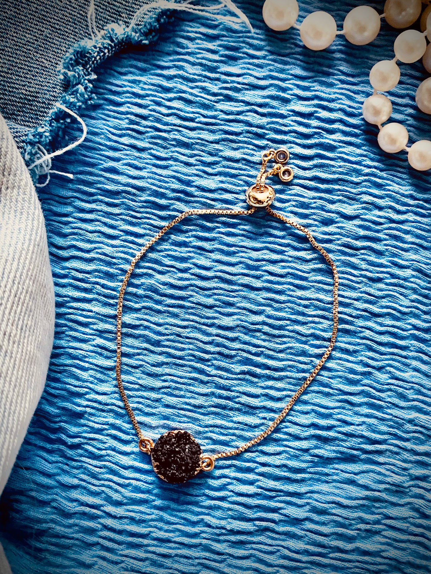 Crystal Dust Pendant Adjustable Bracelet