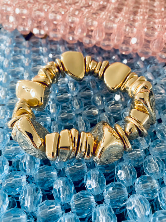 Gold Chunky Stone Beaded Bracelet