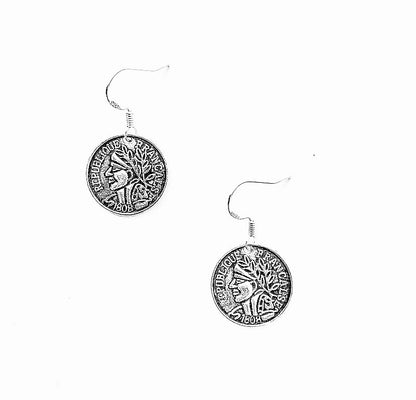 Coin Earrings on Sterling Silver