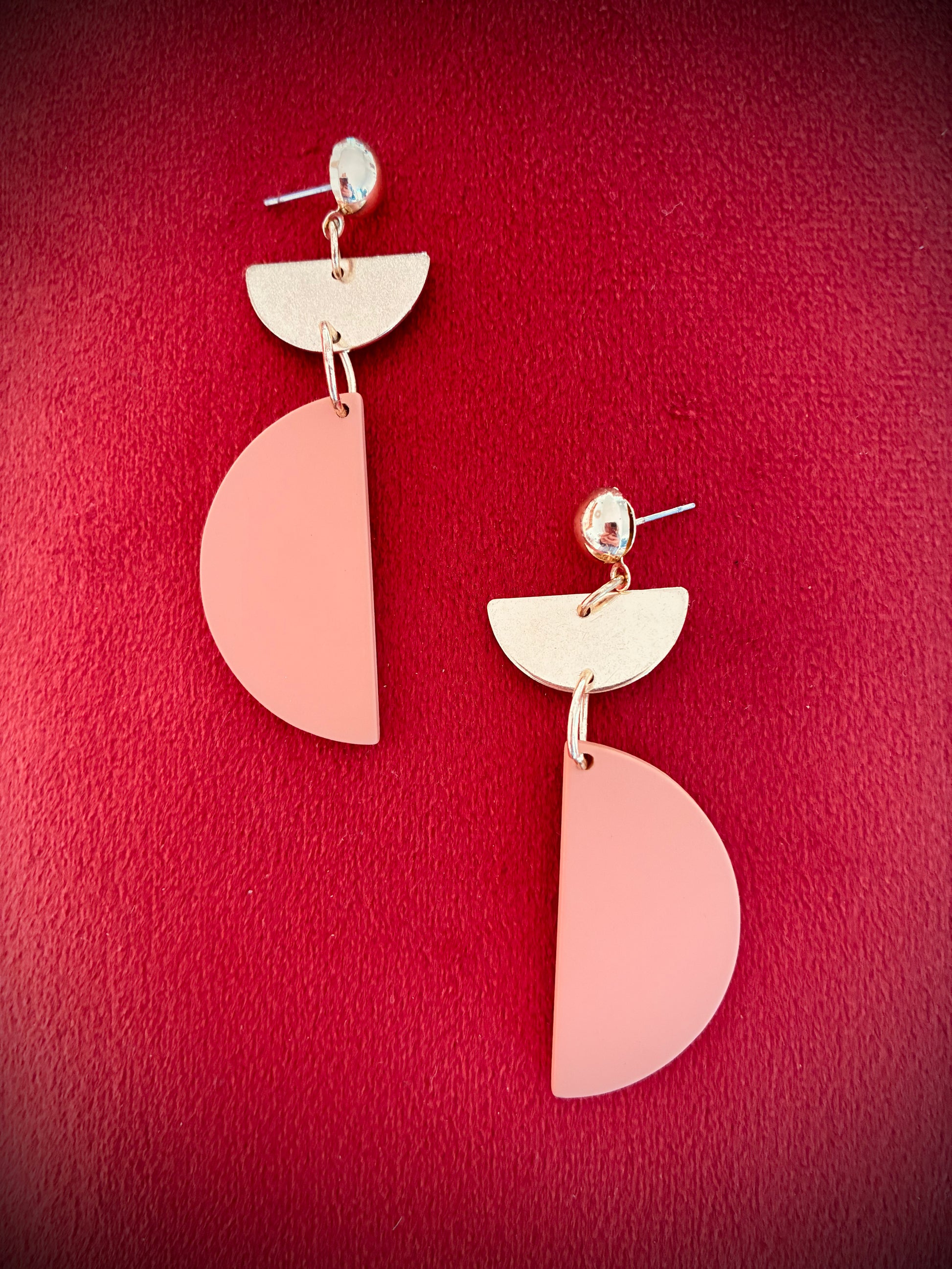 Gold & Peachy Blush Disc Earrings - High Maintenance Jewellery