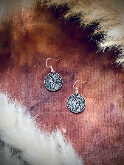 Coin Earrings on Sterling Silver