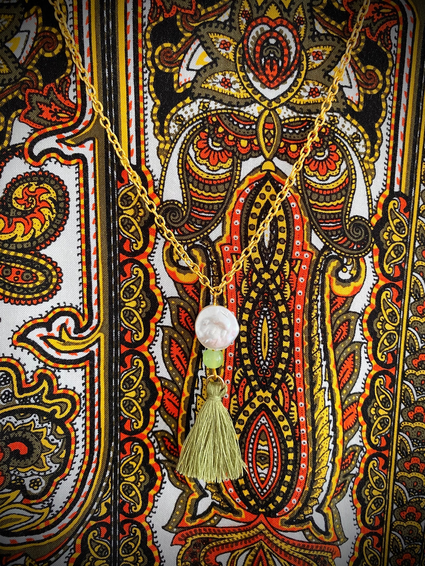 Verde Olive Tassel Pendant Necklace - High Maintenance Jewellery