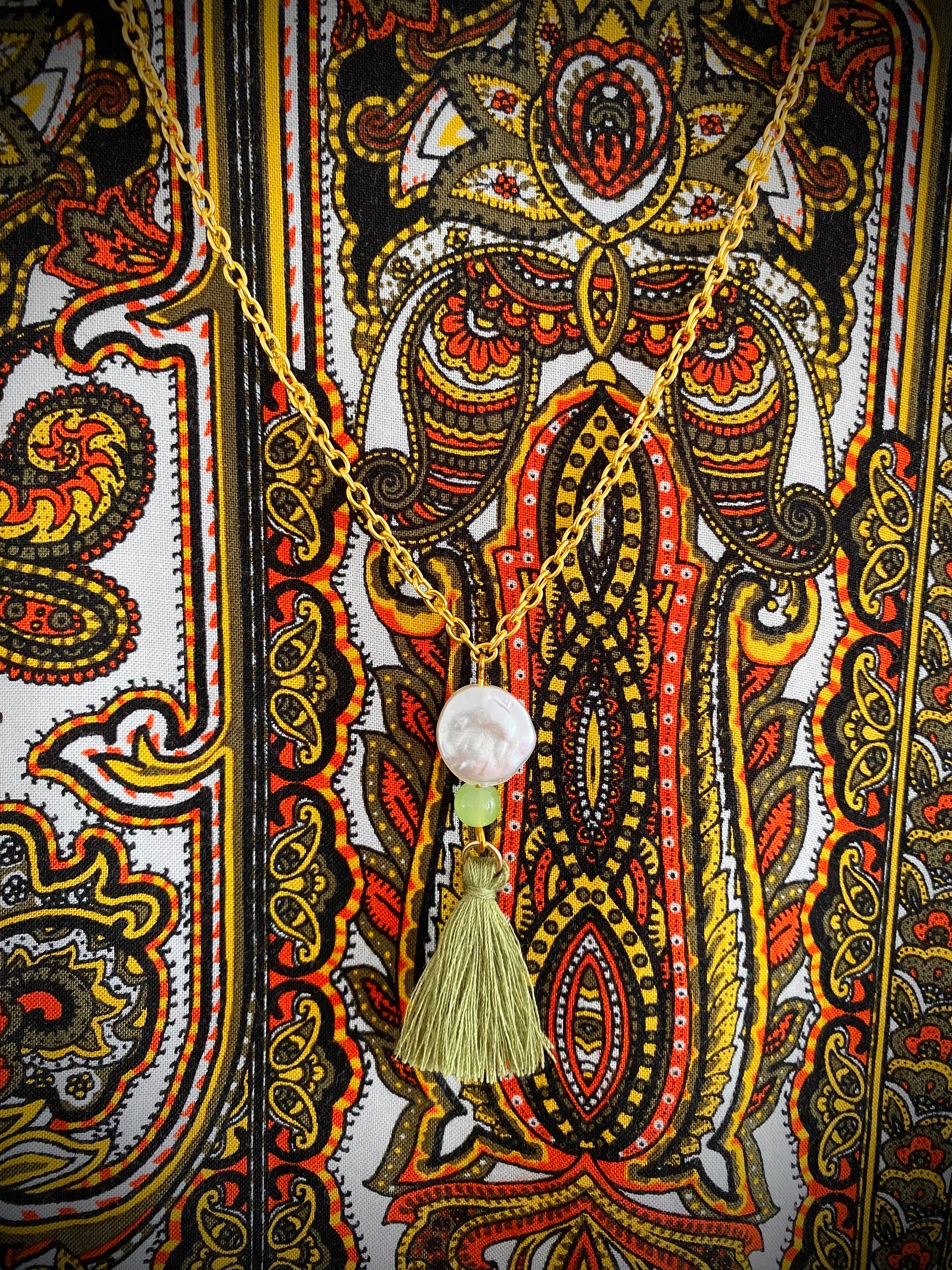Verde Olive Tassel Pendant Necklace - High Maintenance Jewellery