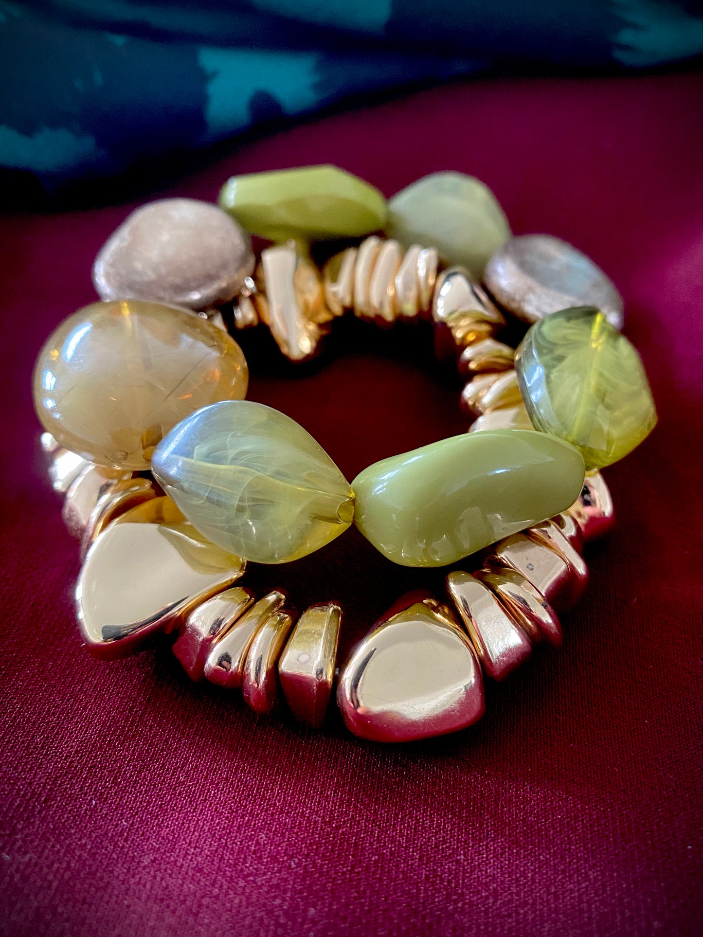 Gold Chunky Stone Beaded Bracelet