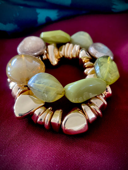 Gold Chunky Stone Beaded Bracelet