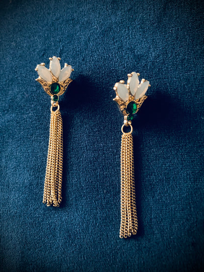 Gold & Emerald Tassel Earrings