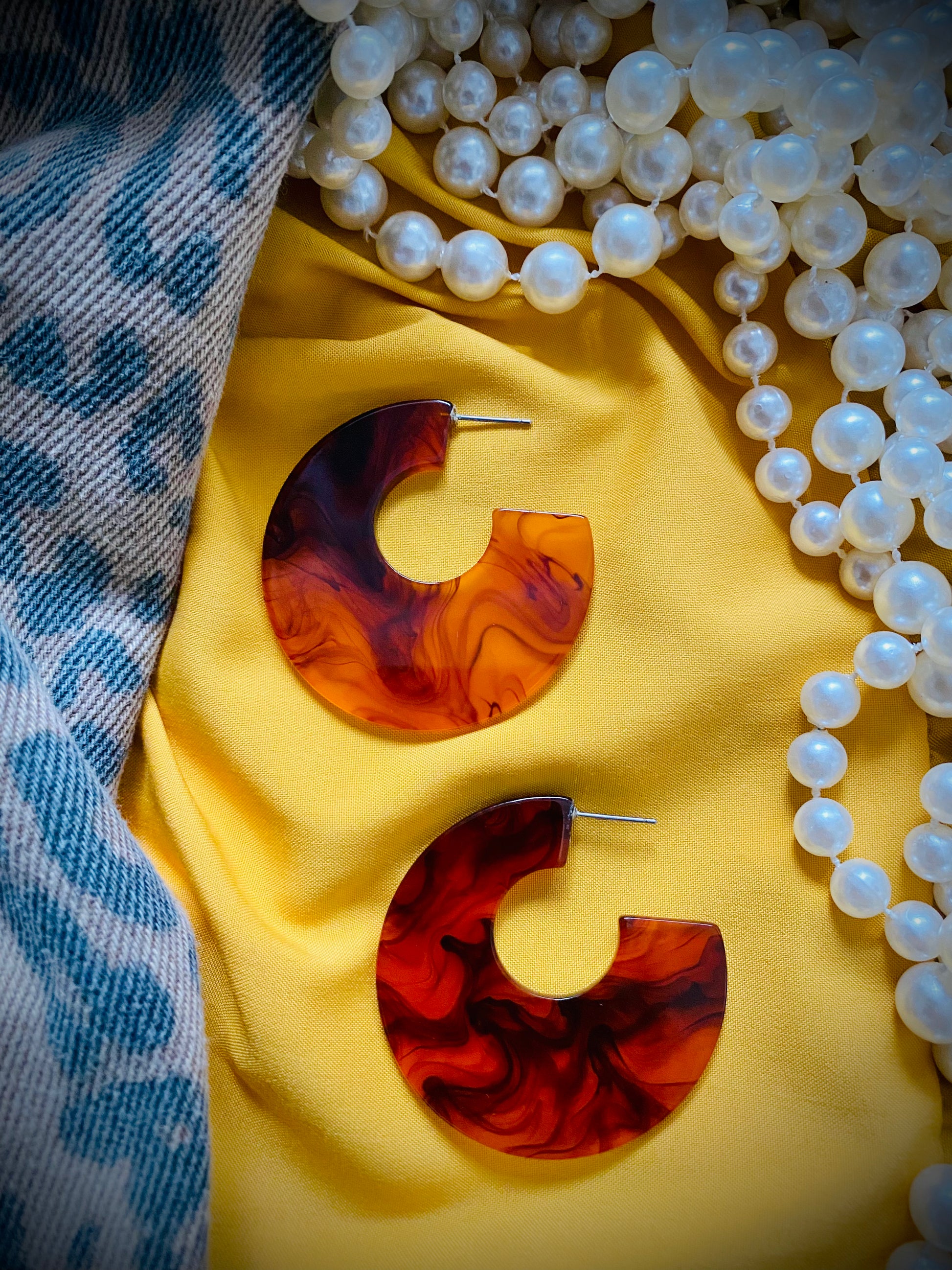 Tortoiseshell Print Half-Hoop Earrings - High Maintenance Jewellery