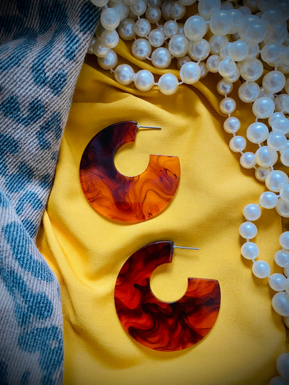 Tortoiseshell Print Half-Hoop Earrings - High Maintenance Jewellery