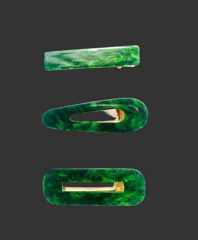 Emerald Green Hair Clips Set