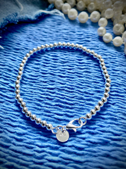 Sterling Silver Beaded Stacking Style Bracelet