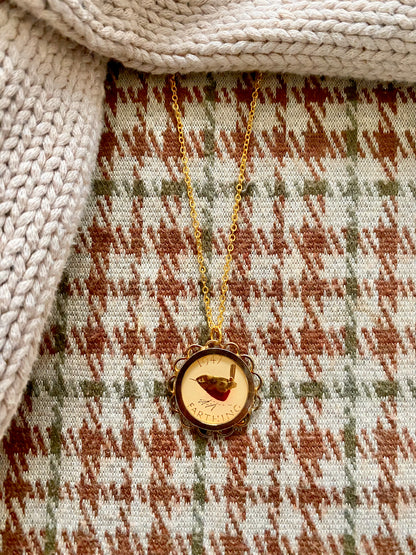 1947 King George VI & Robin Vintage Style Pendant Necklace