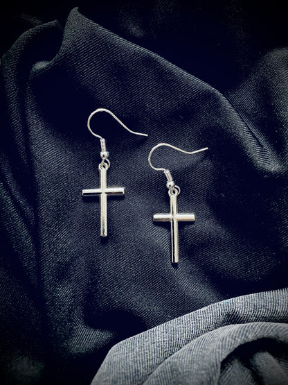 Sterling Silver Cross Charm Earrings - High Maintenance Jewellery