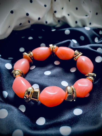 Coral Pink Stone Beaded Bracelet