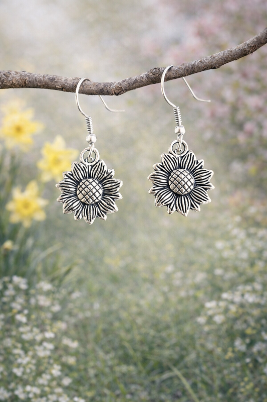 Sunflower Sterling Silver Earrings - High Maintenance Jewellery