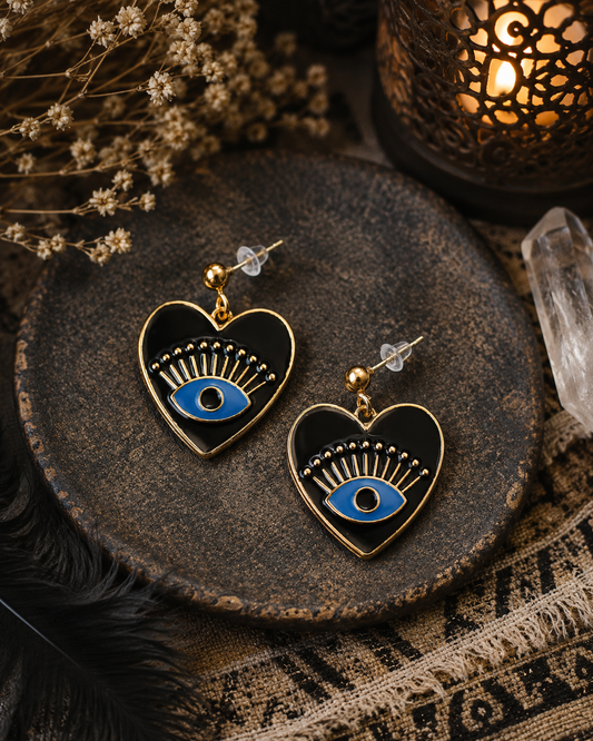 Eye of Protection Heart Earrings - High Maintenance Jewellery