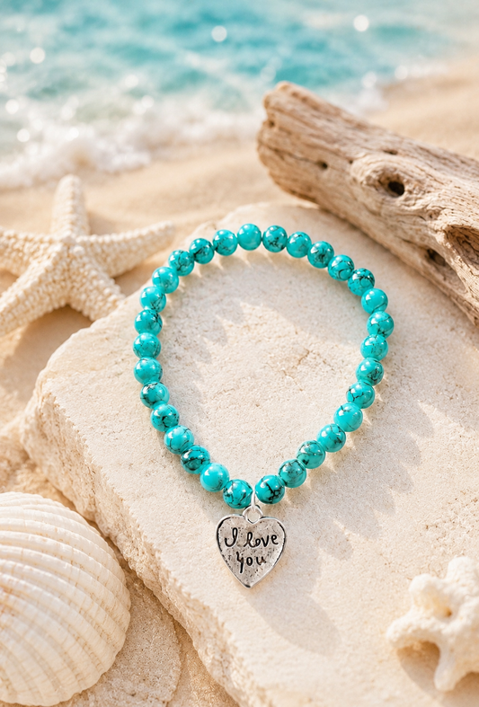 Green Marble-Style ‘I Love You’ Bracelet - High Maintenance Jewellery