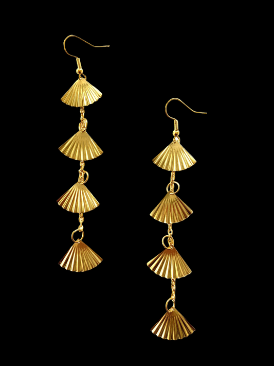 Gold Fan Statement Earrings