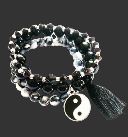 Black Trio Stacking Bracelets