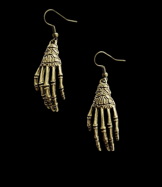 Bronze Skeleton Hand Earrings