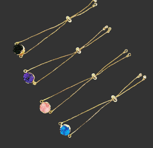 Crystal Dust Pendant Adjustable Bracelet