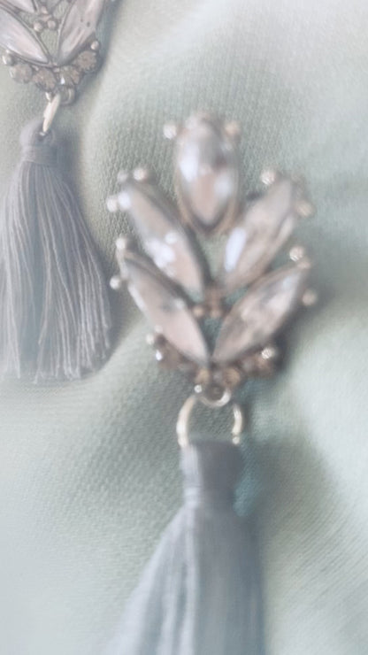 Smooth Grey Tassel Earrings