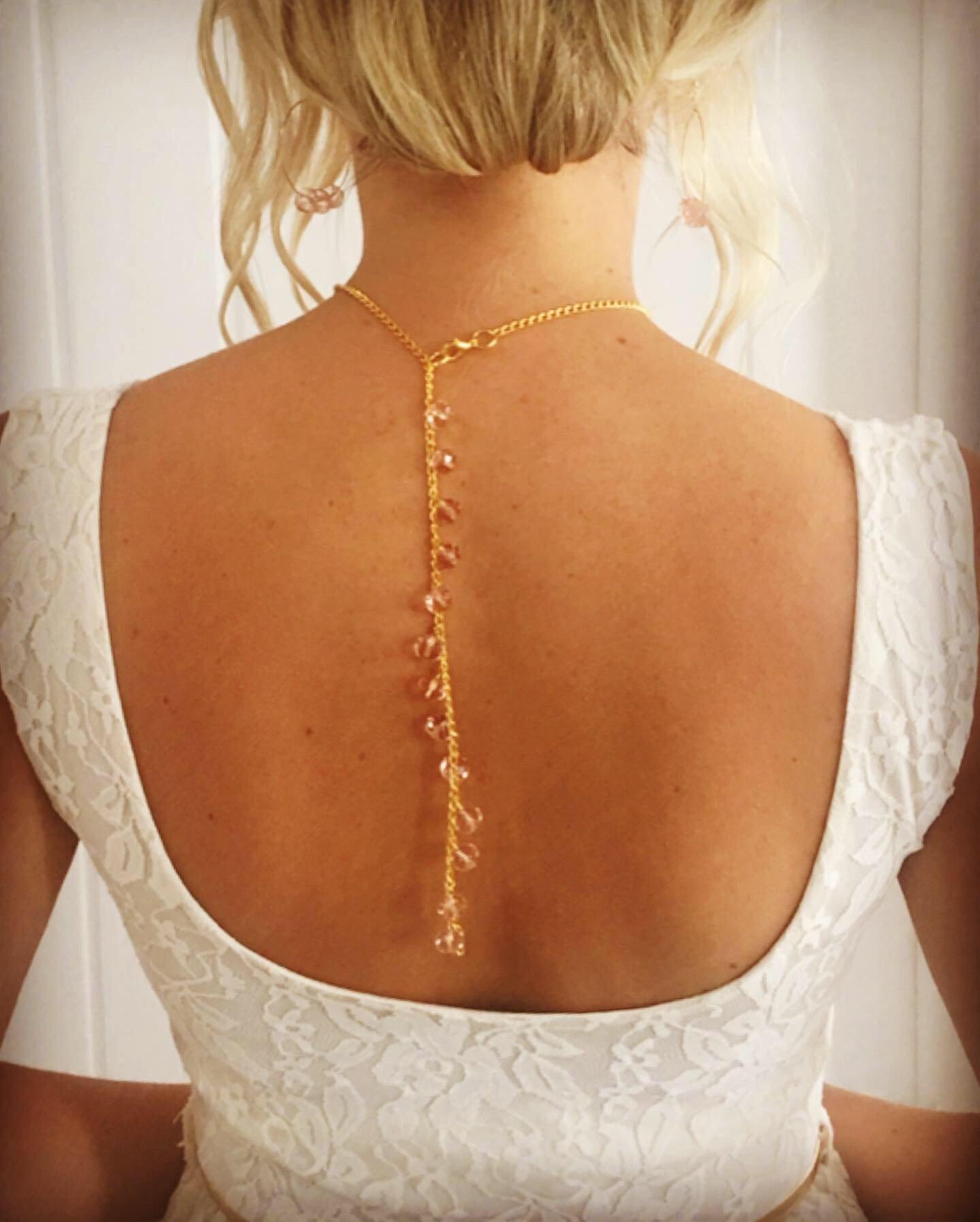 Back Drop Faceted Bead Necklace (back chain) - highmaintenancejewellery